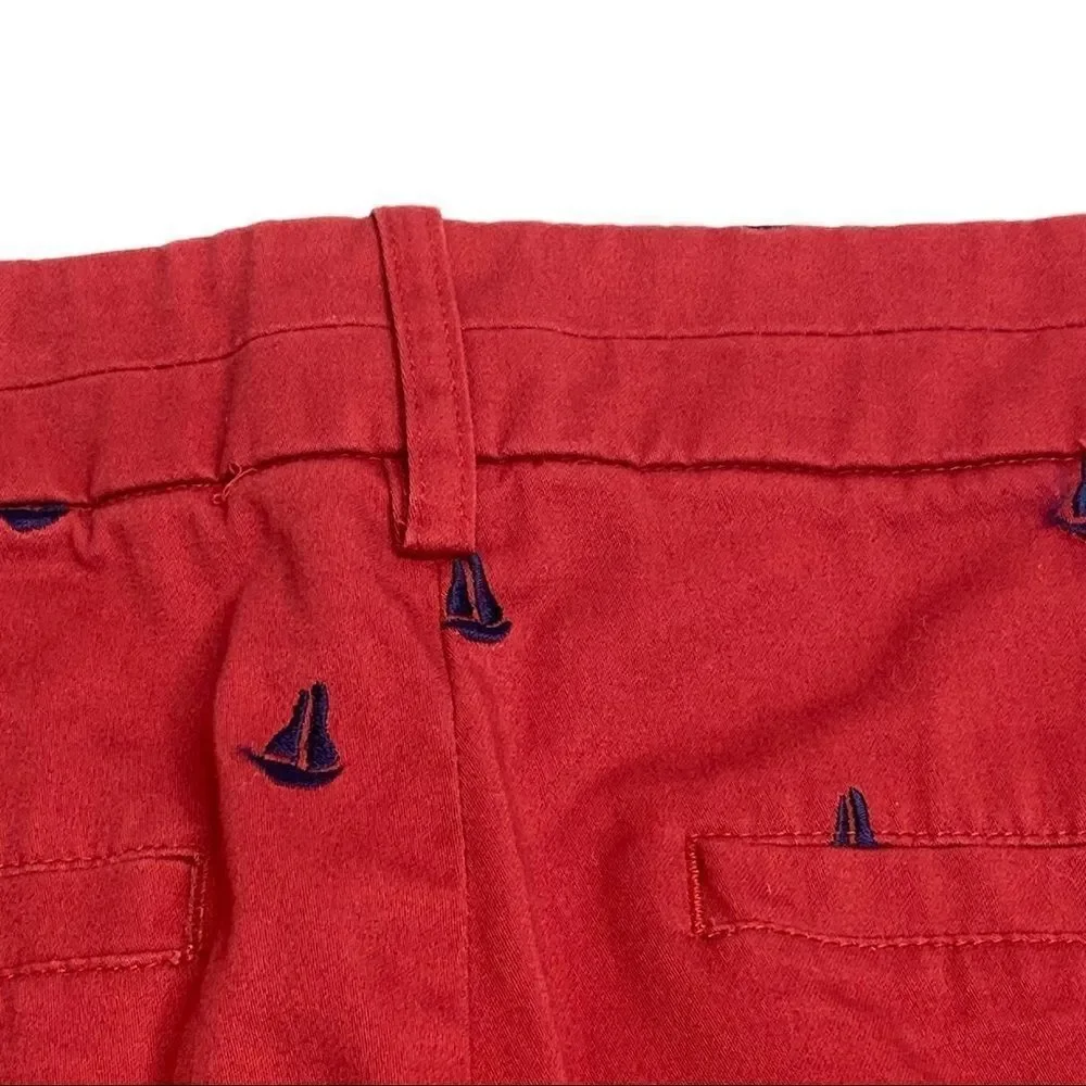 Telluride red with navy blue embroidered sailboat shorts size 6